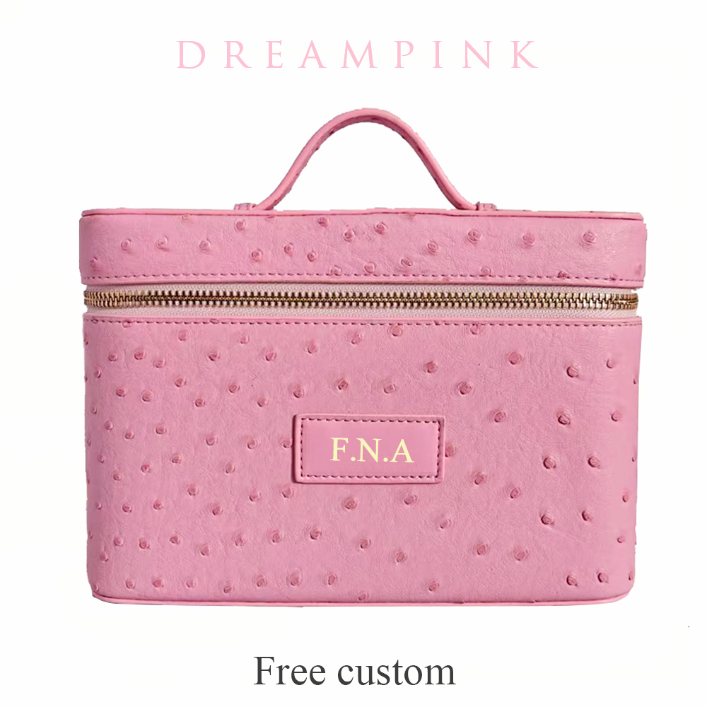 Luxury Skincare Organizer - 럭셔리 타조 모조 가죽 여성 메이크업