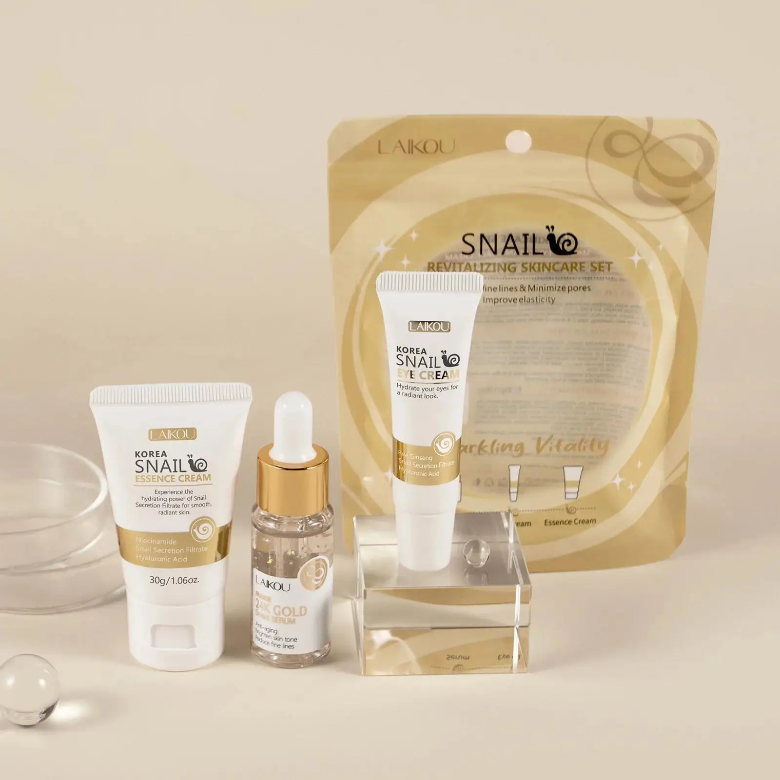 Luxury Skincare Serum - 24K 골드 달팽이 리페어 세럼 아이